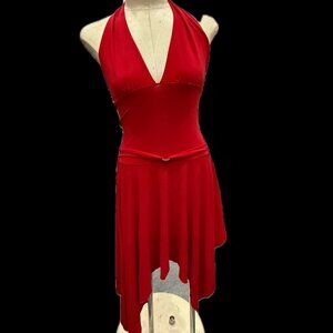 Red Sophia Halter Neck Handkerchief Dress